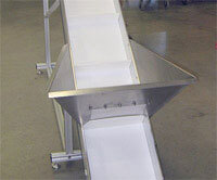 Incline Decline LP Series Mini Mover Conveyor with Product Hopper