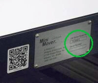 Mini-Mover Lite Series Serial Number Plate
