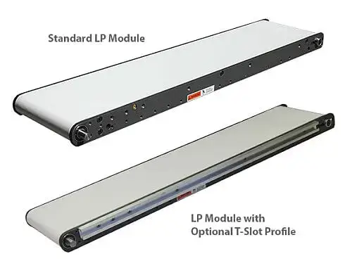 Low Profile LP Series Mini-Mover Conveyors - with and without T-slot Profiles