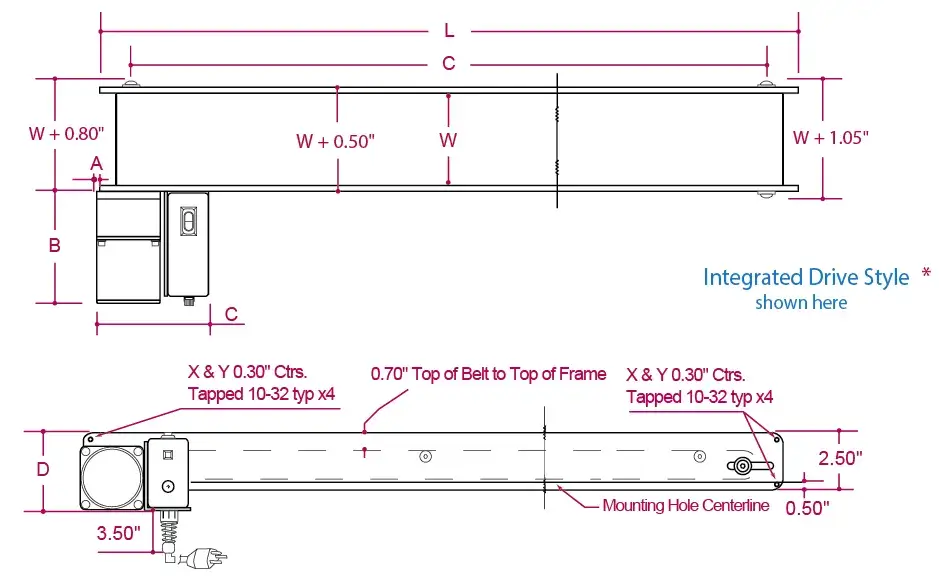 MINI-MOVER Lite Series Conveyor 8" x 5' 39 fpm 