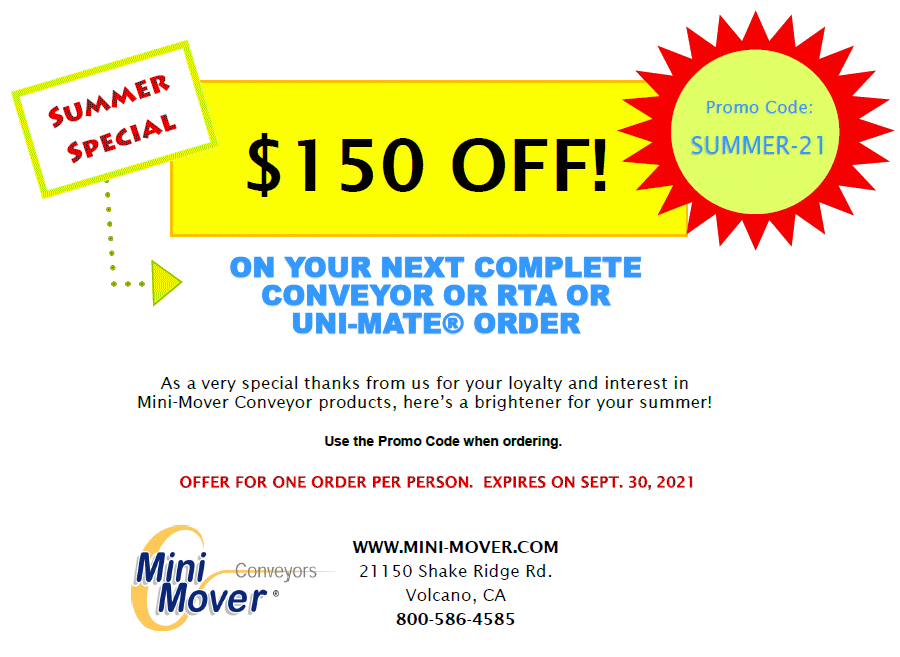 2021 Summer Special - Mini-Mover Conveyors
