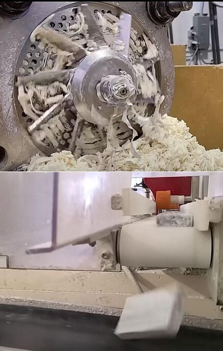 Before & After -- Recycled Soap Production with Mini-Mover Conveyor Unloading Molded Bars